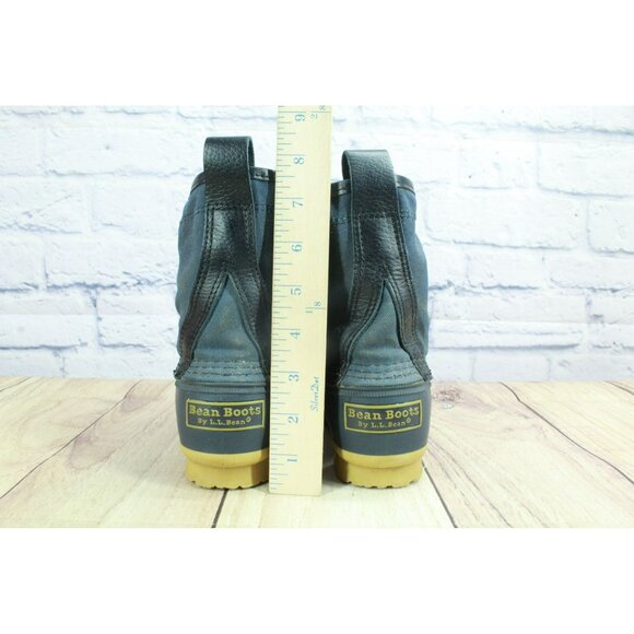 LL Bean Blue Waxed Canvas 8" Ankle Duck Boots Waterproof Insulated Size 3 M - Picture 6 of 10